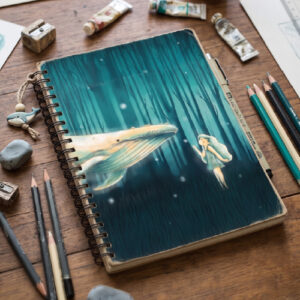 Cubiertas y Portadas para Cuaderno DIY | Media Carta | En el Bosque de las Ballenas